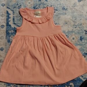 First Impressions Pink Sleeveless Dress with Ruffle Neckline